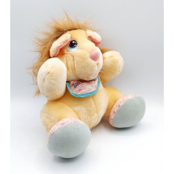 Tonka Zoo Babies Baby Lion Tan Stuffed Animal Plush Toy Bib Doll 10" Vintage - Picture 2 of 4